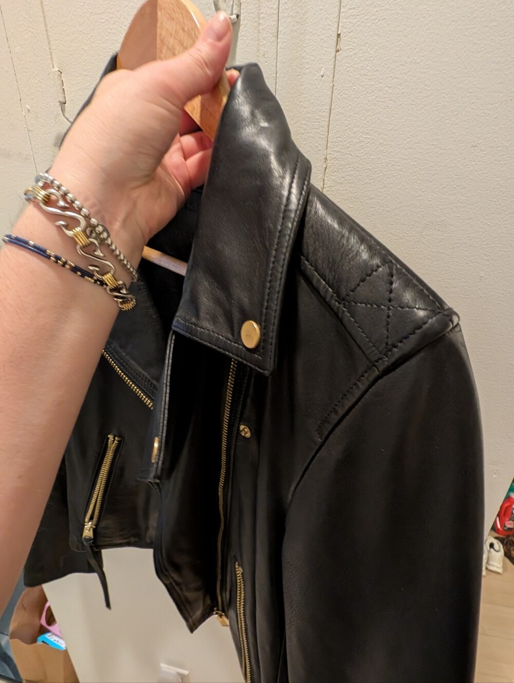 AllSaints Dalby Leather Biker Jacket - Black & Gold Hardware (US 8 / UK 12) - Picture 7 of 8
